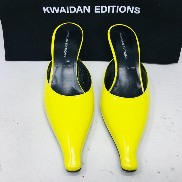 Kwaidan Editions Women’s Yellow Pointed Toe Kitten Heel Mule Shoes Size 8 M - Picture 6 of 14